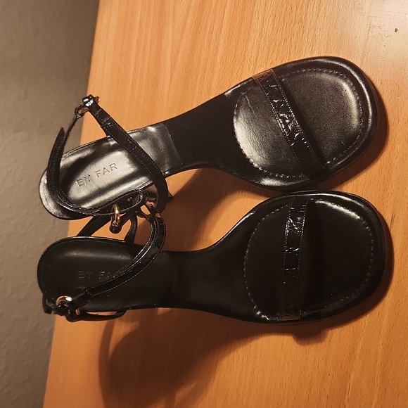 BY FAR - embossed touch-strap 110mm sandals size 9 - Picture 7 of 9